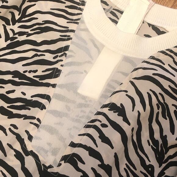 Rebecca Taylor Black and Cream Zebra Animal Print Silk Long Sleeve Blouse Size 2 - Picture 6 of 15